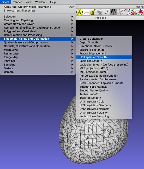 meshlab delete mesh